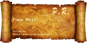Papp Rolf névjegykártya